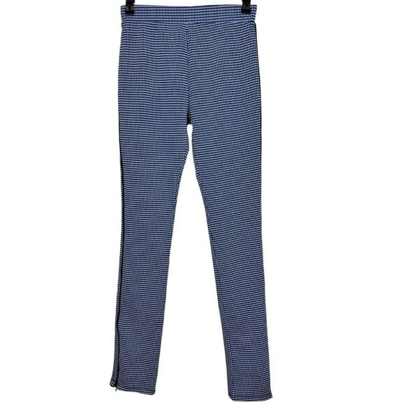 ZARA Jacquard Blue White Jacquard Leggings Zip Hem Size Small - Picture 4 of 14